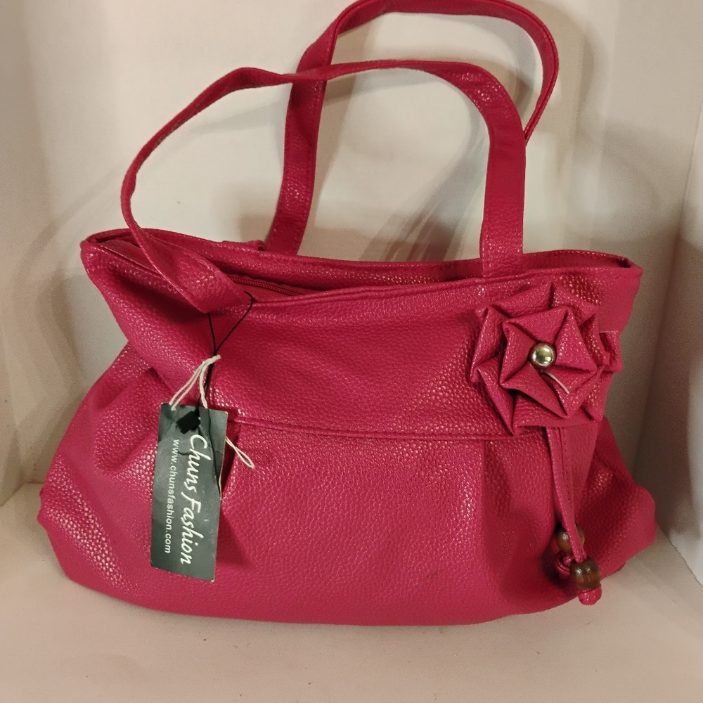 Chuns Fashion Faux Leather/Flower Shoulder Purse